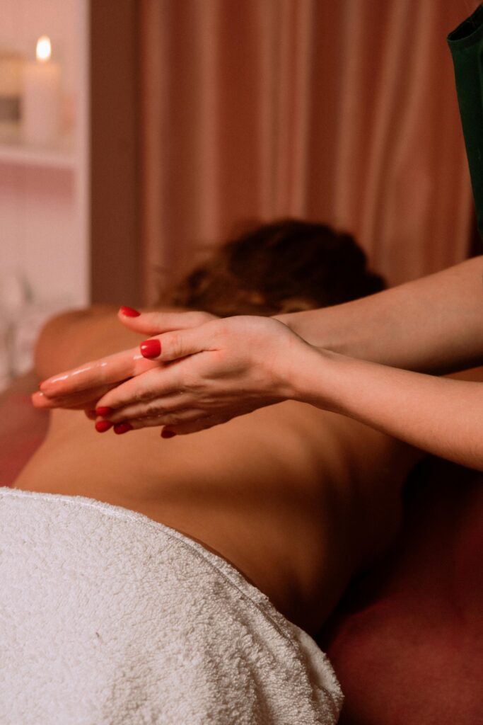 Close-up of a massage therapist